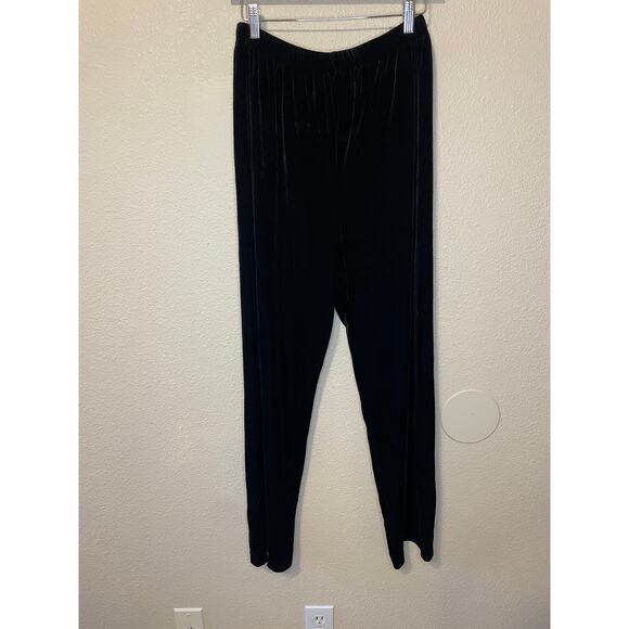 Monroe & Main Whimsy Goth Black Velour Velvet Elastic Waist Straight Leg Pants M - Picture 9 of 10
